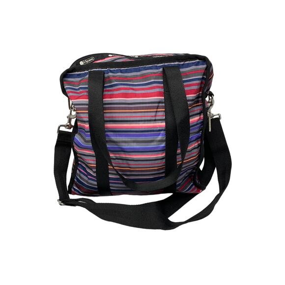 Le Sportsac Gabrielle Sunset Stripes Box Crossbody Adjustable Tote Multicolor - Picture 1 of 8
